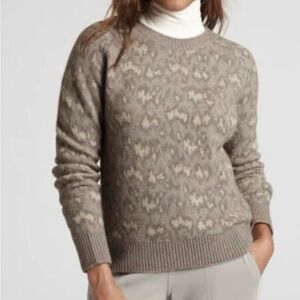 Athleta Hawthorn Merino Wool Crew Neck
Sweater Size 3X Taupe Leopard